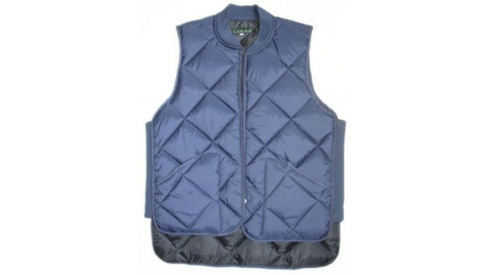 Freezer Vest Quilted Zipper Close Blue