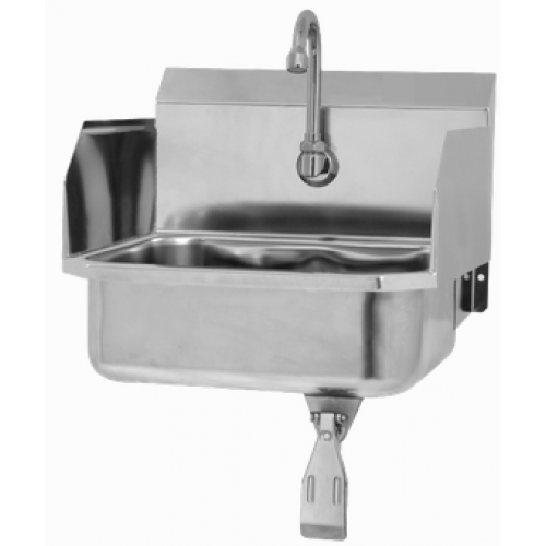 Wall Mount Sink with Single Knee Valve and Side Splashes